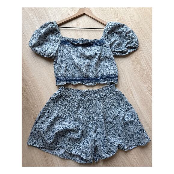 Madewell Pants - Madewell Blue Floral Skirt Set